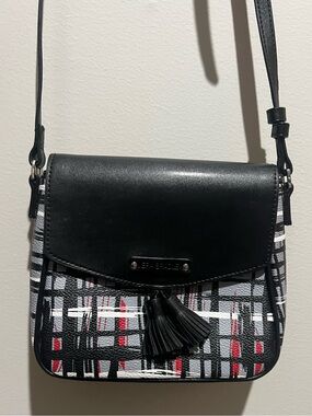 Vera Bradley Small Crossbody Shoulder Bag with Tassel Accent - Black Plaid
